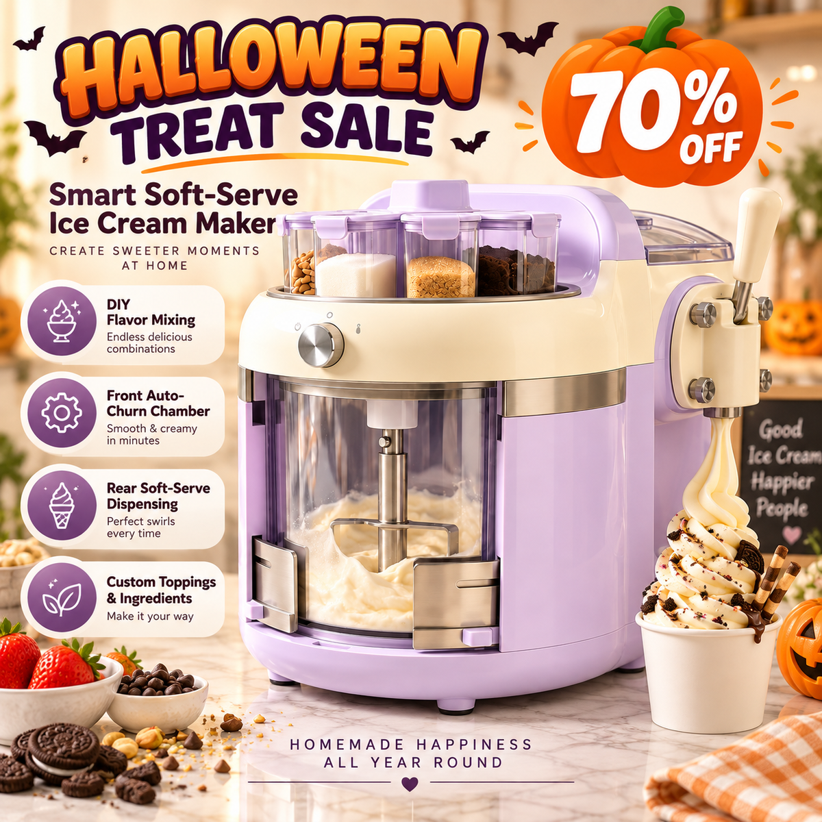 🍦✨ Smart DIY Flavor Soft Serve Ice Cream Maker – Auto Freezing, Mix-Ins & Custom Dessert Station 🎨