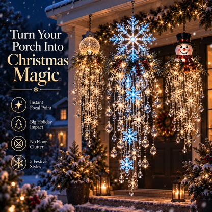 🔥 50% OFF Today 🎅 Christmas Hanging Snowflake & Crystal LED Light | Magical Porch Glow ✨