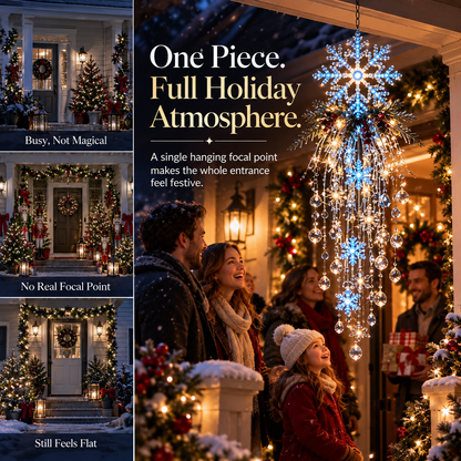 🔥 50% OFF Today 🎅 Christmas Hanging Snowflake & Crystal LED Light | Magical Porch Glow ✨
