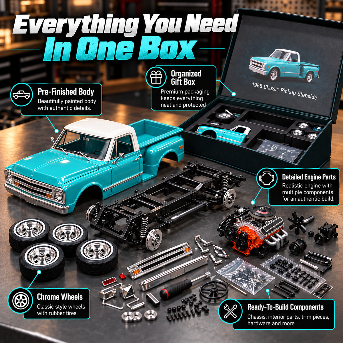 🔧 1968 Chevrolet C10 Stepside Model Kit - DIY Vintage Pickup Assembly 🛻