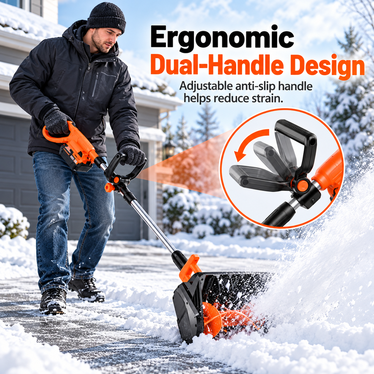 ❄️ Winter Sale – 24V Cordless Electric Snow Shovel with Battery & Charger | 20FT Snow Throwing
