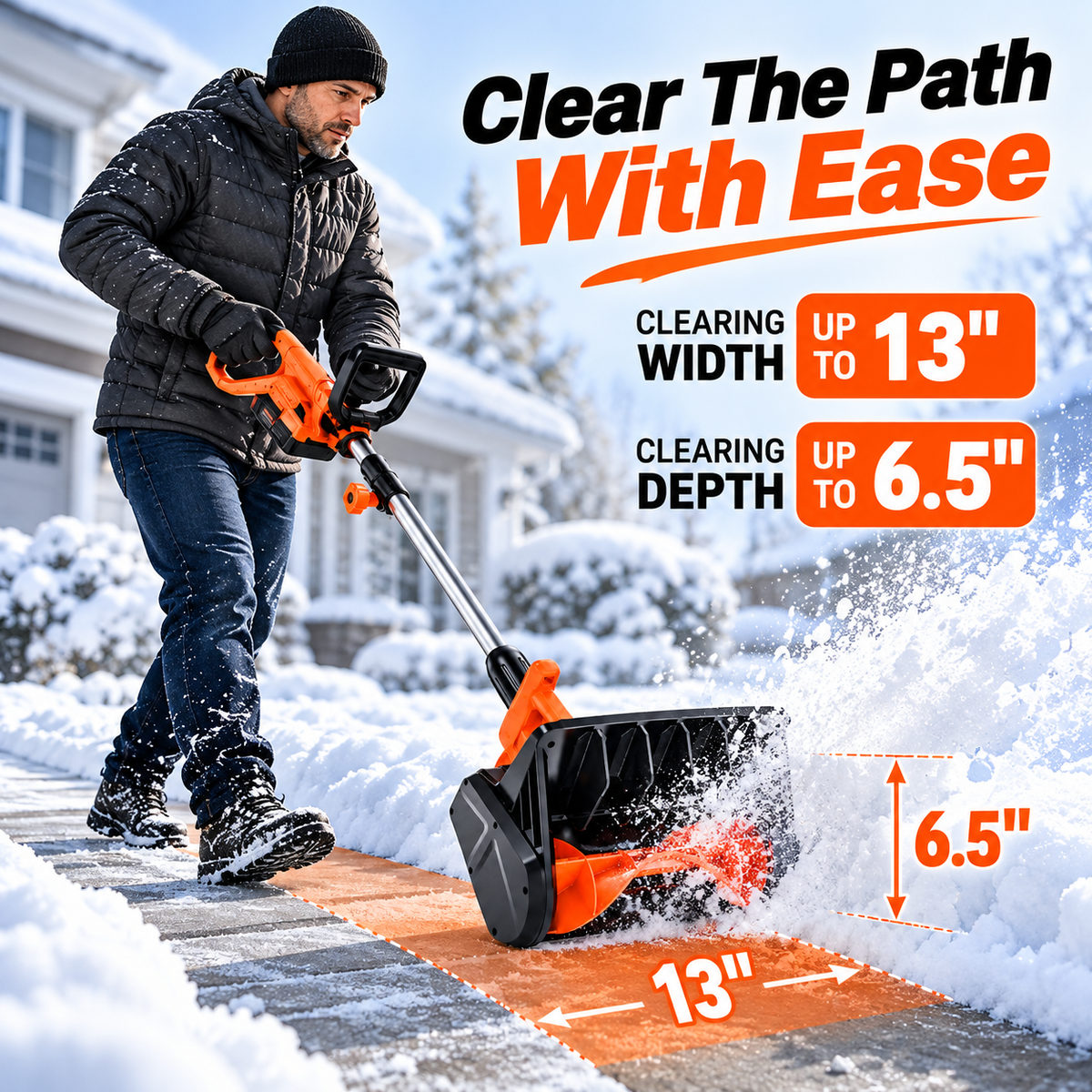 ❄️ Winter Sale – 24V Cordless Electric Snow Shovel with Battery & Charger | 20FT Snow Throwing