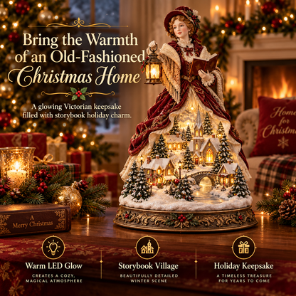 Last Day 49% OFF🎄Victorian Caroler Christmas Glow – Lighted Village Lady Tabletop Decor