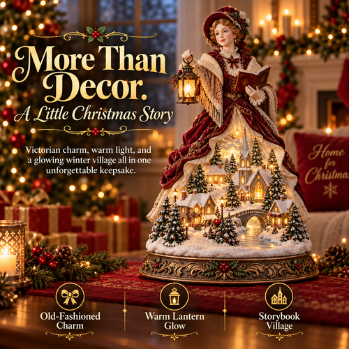 Last Day 49% OFF🎄Victorian Caroler Christmas Glow – Lighted Village Lady Tabletop Decor