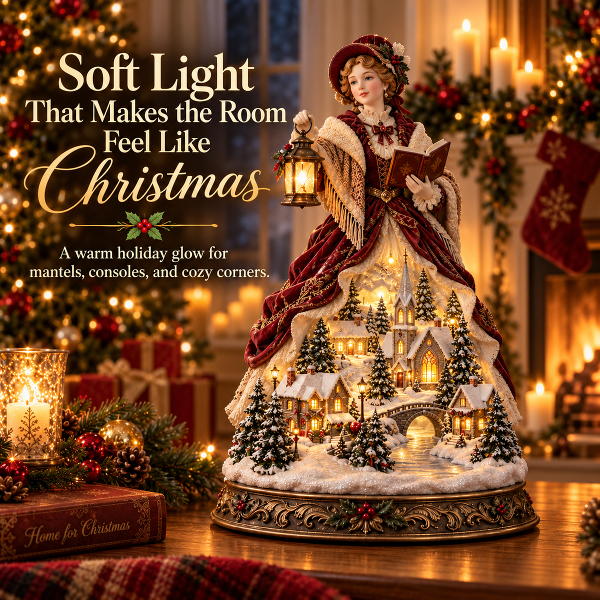 Last Day 49% OFF🎄Victorian Caroler Christmas Glow – Lighted Village Lady Tabletop Decor