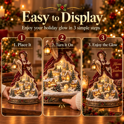 Last Day 49% OFF🎄Victorian Caroler Christmas Glow – Lighted Village Lady Tabletop Decor