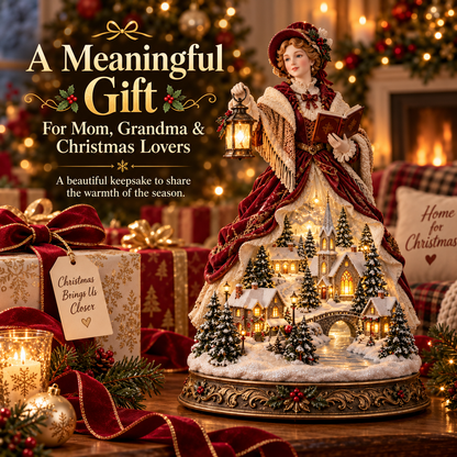 Last Day 49% OFF🎄Victorian Caroler Christmas Glow – Lighted Village Lady Tabletop Decor