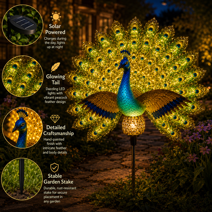 🦚✨Solar Peacock Garden Sculpture