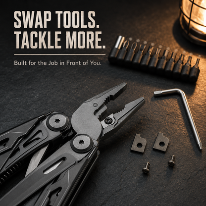 🚀16-in-1 Multitool with Large Scissors | Compact Outdoor Tool for Camping & Repairs