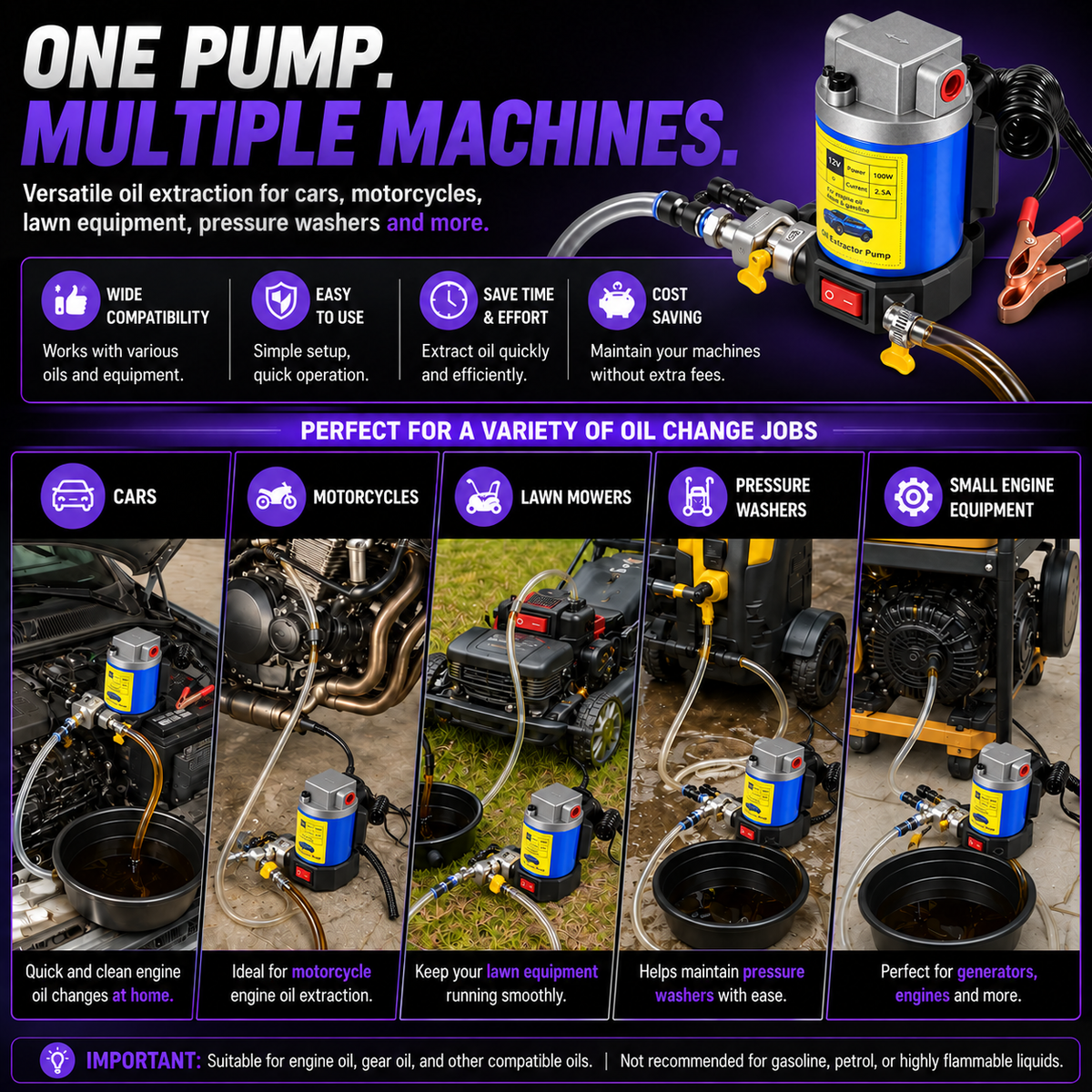 💪 HOT DEAL | 12V 100W Oil Transfer Pump – 1–4 L/min Portable Engine Oil Extractor for DIY Maintenance