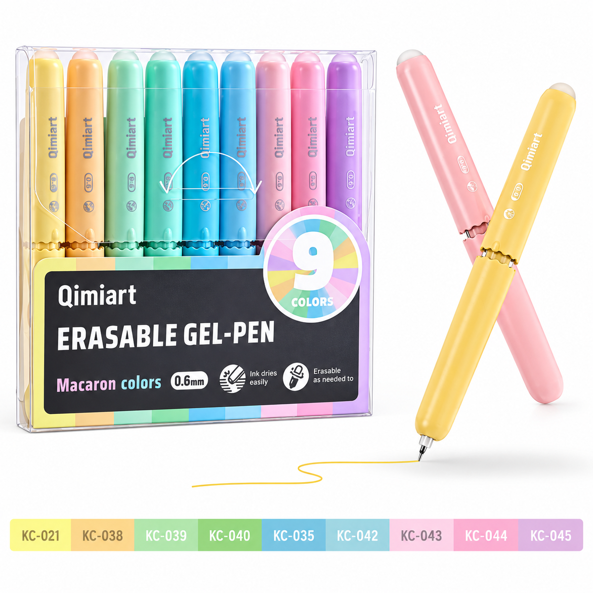 ✍️ 9-Color Erasable Gel Pen Set — 0.6mm Quick-Dry Twist Pens 🎨