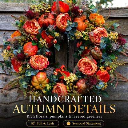 🍂 Peony Pumpkin Fall Wreath – 24in Farmhouse Front Door Decor