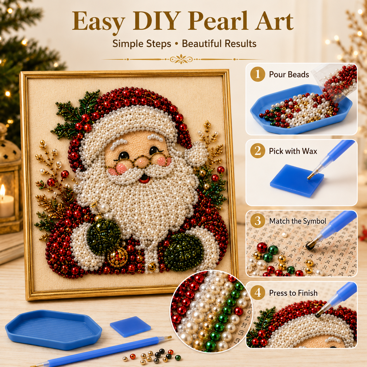 🧘Relaxing & Beginner-Friendly - 🎨💎DIY Christmas Pearl Diamond Painting Art Kit