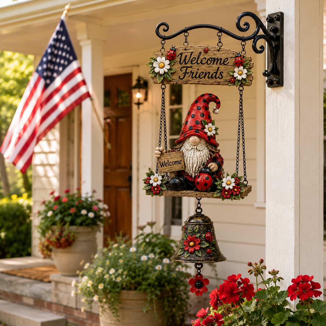 🔥Limited time 50% OFF – Rustic Garden Gnome Bell Outdoor Decor 🐞🌼