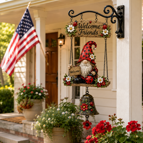 🔥Limited time 50% OFF – Rustic Garden Gnome Bell Outdoor Decor 🐞🌼