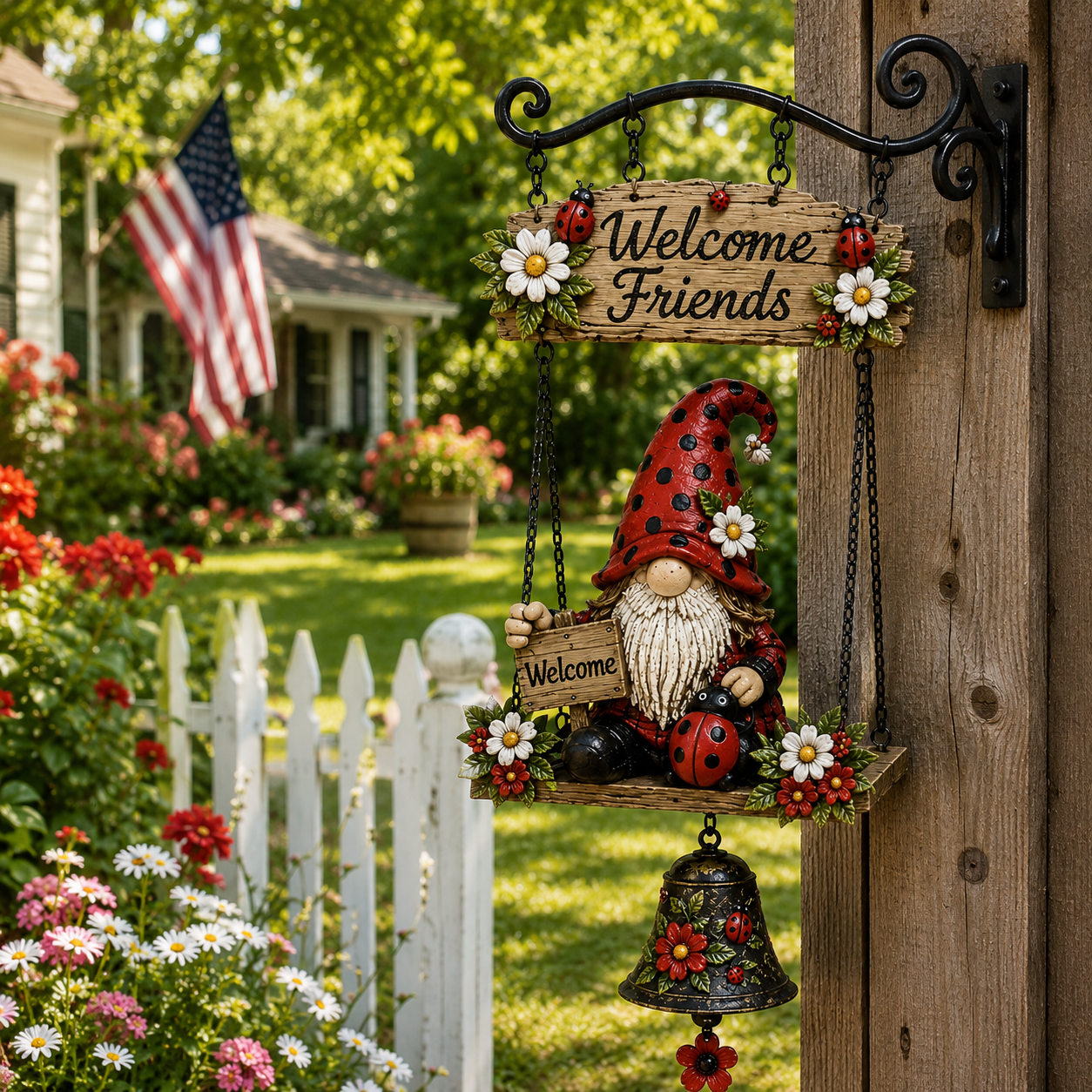 🔥Limited time 50% OFF – Rustic Garden Gnome Bell Outdoor Decor 🐞🌼