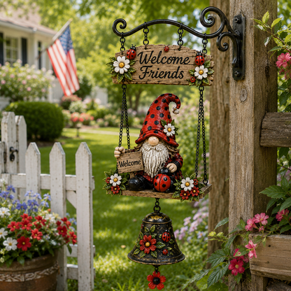 🔥Limited time 50% OFF – Rustic Garden Gnome Bell Outdoor Decor 🐞🌼