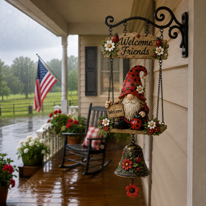 🔥Limited time 50% OFF – Rustic Garden Gnome Bell Outdoor Decor 🐞🌼