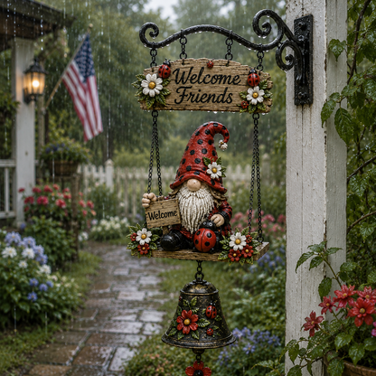 🔥Limited time 50% OFF – Rustic Garden Gnome Bell Outdoor Decor 🐞🌼