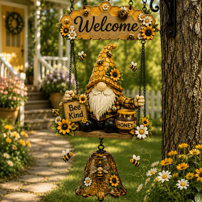 🔥Limited time 50% OFF – Rustic Garden Gnome Bell Outdoor Decor 🐞🌼