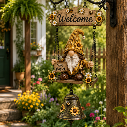 🔥Limited time 50% OFF – Rustic Garden Gnome Bell Outdoor Decor 🐞🌼