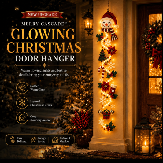 ⏳✨ Last day! 49% OFF – 🎅MerryCascade Glowing Christmas Door Hanger