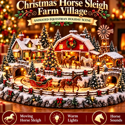 🎄🐴 Christmas Horse Stable Village – Lighted Equestrian Holiday Scene🎄