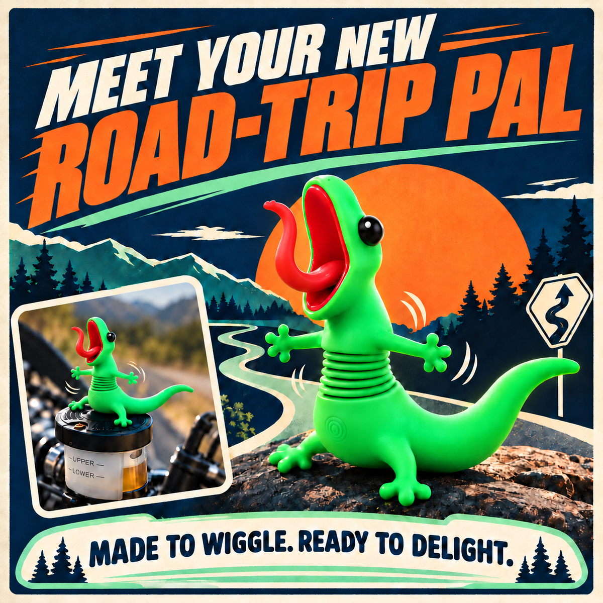 🦎🏍️ Roadside Lizard Buddy – Car & Motorcycle Decor