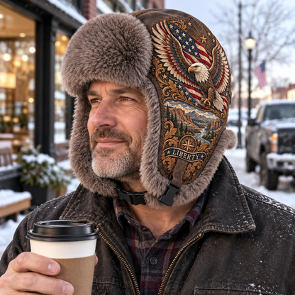 🎁Last Day 49% OFF🔥❄️🦅 Wings of Liberty Plush-Lined Winter Trapper Hat