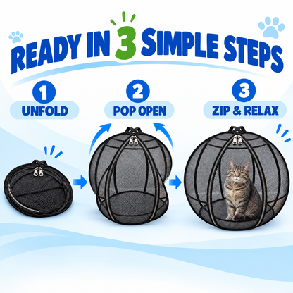 🐱🌿 FreshAir Cat Haven™ – Pop-Up Mesh Playpen
