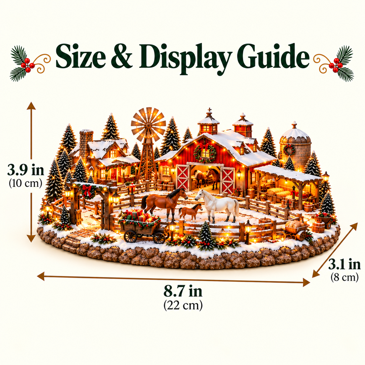 🎄🐴 Christmas Horse Stable Village – Lighted Equestrian Holiday Scene🎄