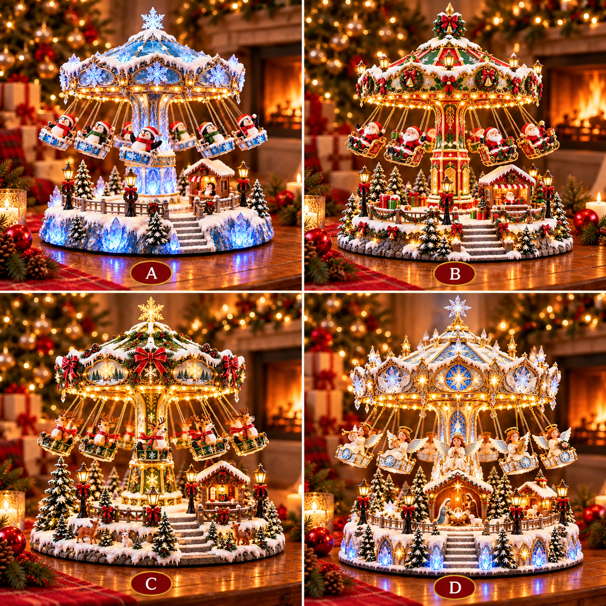 🎄 Christmas Sale 50% OFF! 🐧 Penguin Christmas Carousel – Rotating Winter Light Display✨