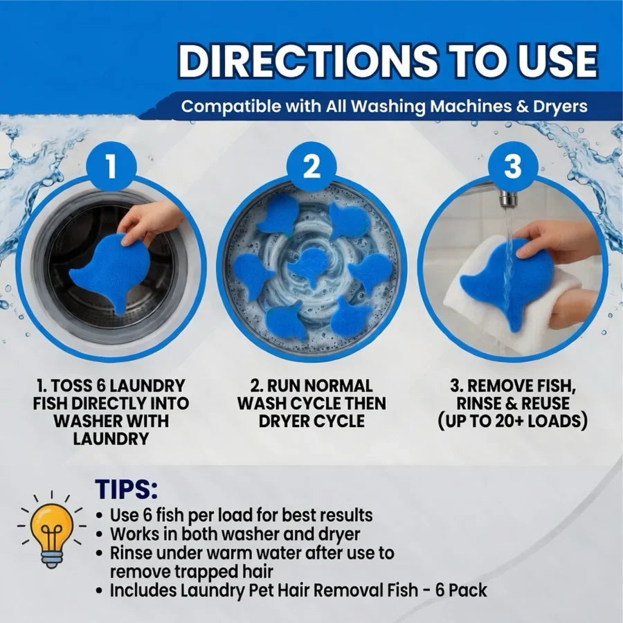 Laundry Pet Hair Removal Fish – 5 Pack