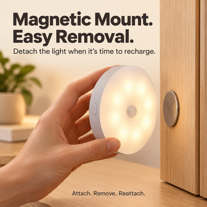 💡 Smart Rechargeable Motion Sensor Night Light – 3 Color Modes & Magnetic Mount