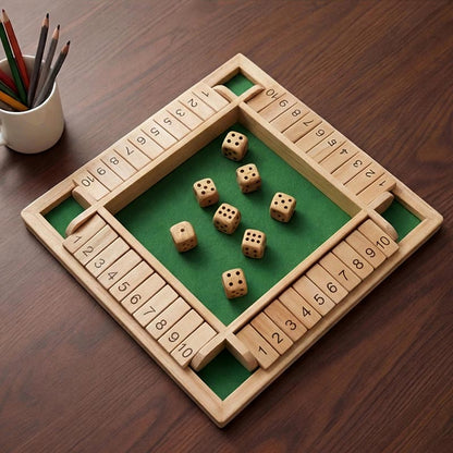 Wooden Number Knockdown board with dice