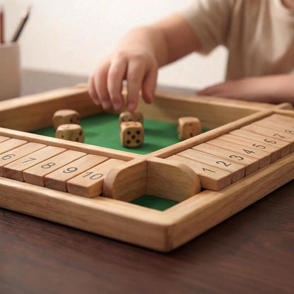 Child playing wooden number game