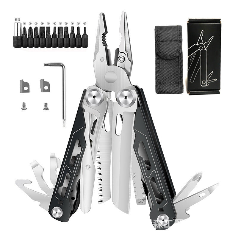 🚀16-in-1 Multitool with Large Scissors | Compact Outdoor Tool for Camping & Repairs
