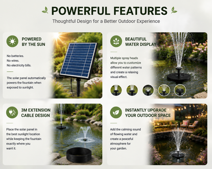 5W Solar Floating Fountain – Create a Magical Water Garden Without Electricity