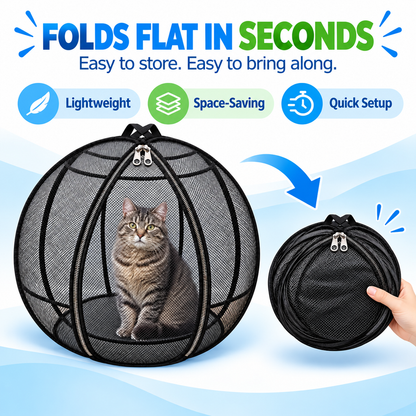 🐱🌿 FreshAir Cat Haven™ – Pop-Up Mesh Playpen