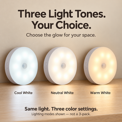 💡 Smart Rechargeable Motion Sensor Night Light – 3 Color Modes & Magnetic Mount