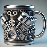 Silver V8 Engine Mug