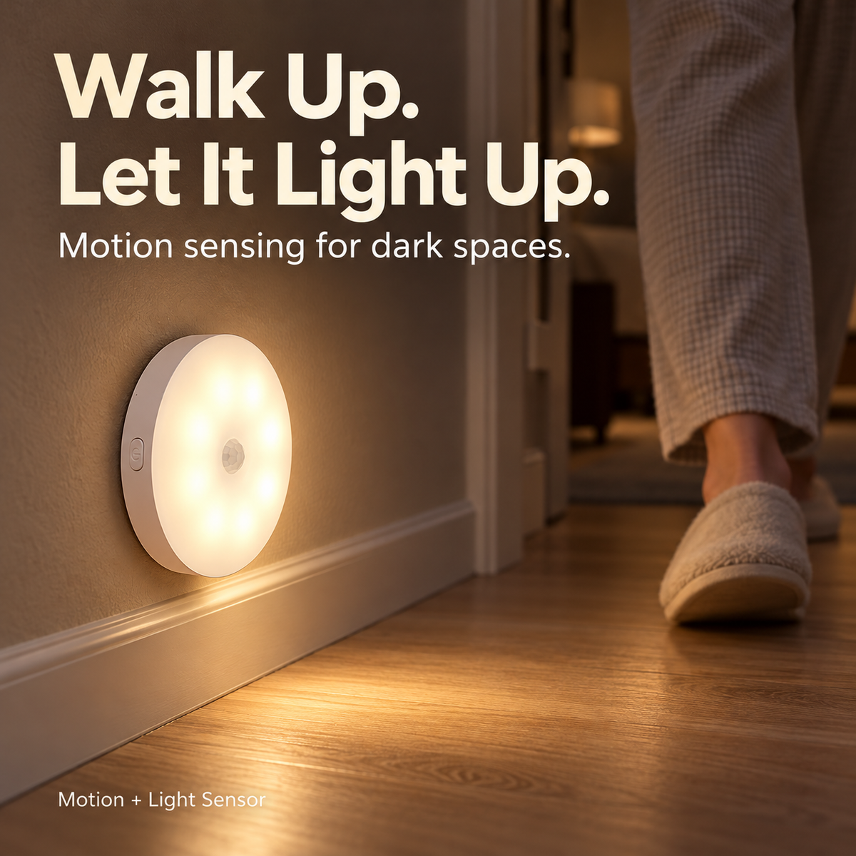 💡 Smart Rechargeable Motion Sensor Night Light – 3 Color Modes & Magnetic Mount