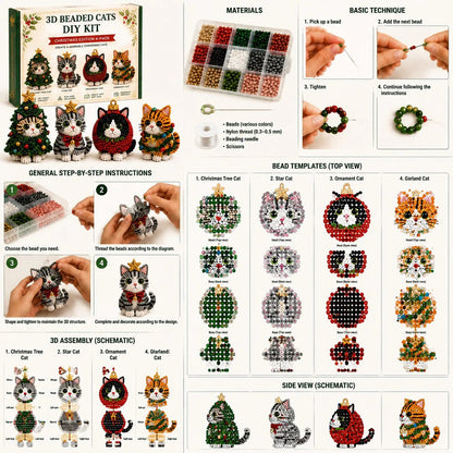 🐱✨ Create Your Own 3D Beaded Christmas Cats | Beginner-Friendly DIY Kit🎁Buy 2 | FREE Shipping