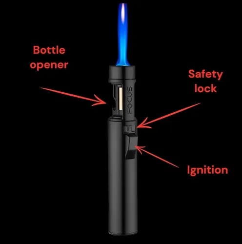 Portable Torch Lighter-🔥 1300℃ of Pure Power – Windproof, Refillable & Ready for Anything! 💨🍳🏕️