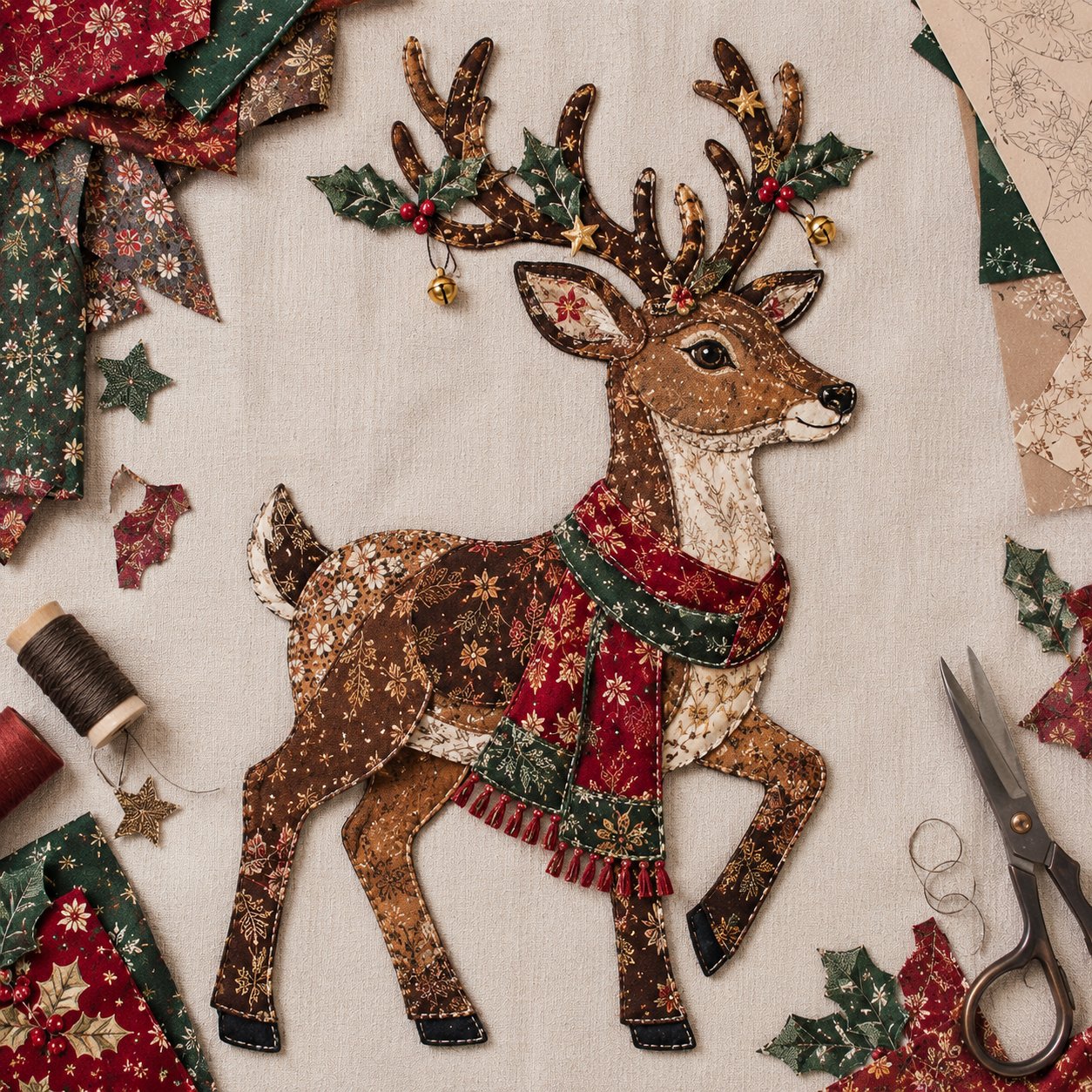 🔥LAST DAY 50% OFF - 🎅Christmas Patchwork Fabric DIY Decor Kit – Stunning Results, Zero Experience Needed