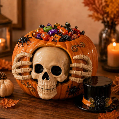 Trick-or-Treat | Skull Pumpkin Candy Jar