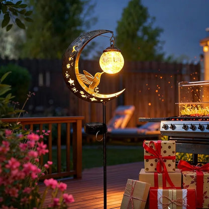 🌙✨Hummingbird Moon Solar Garden Stake Light