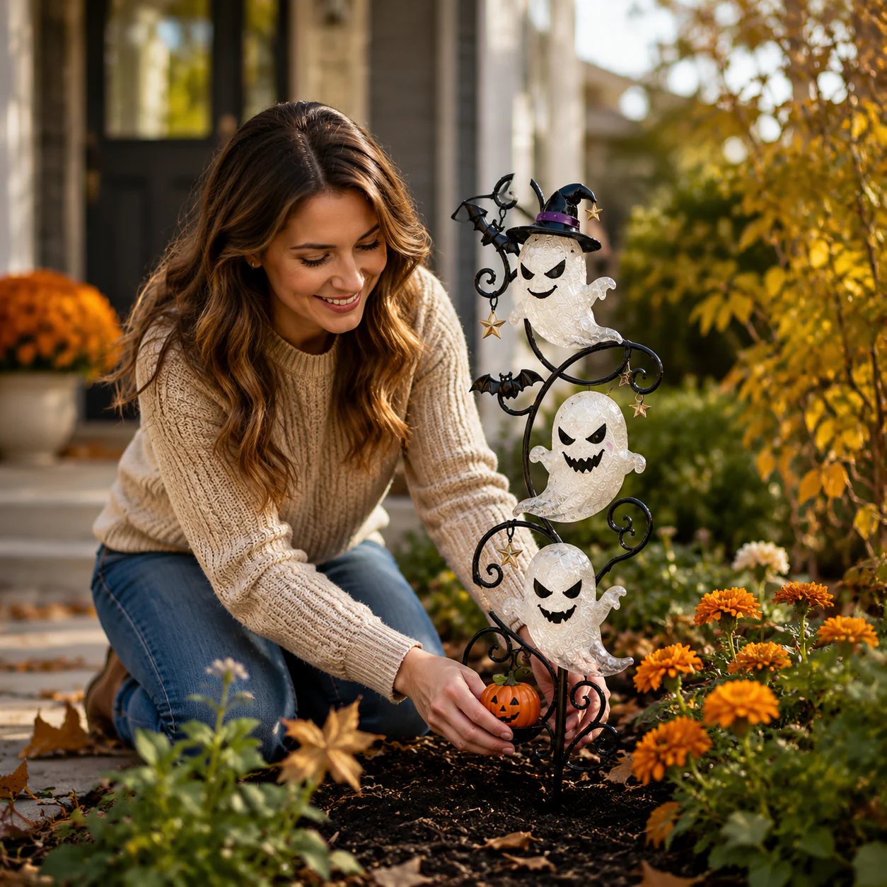 👻 Solar Halloween Little Ghost Garden Stake Light