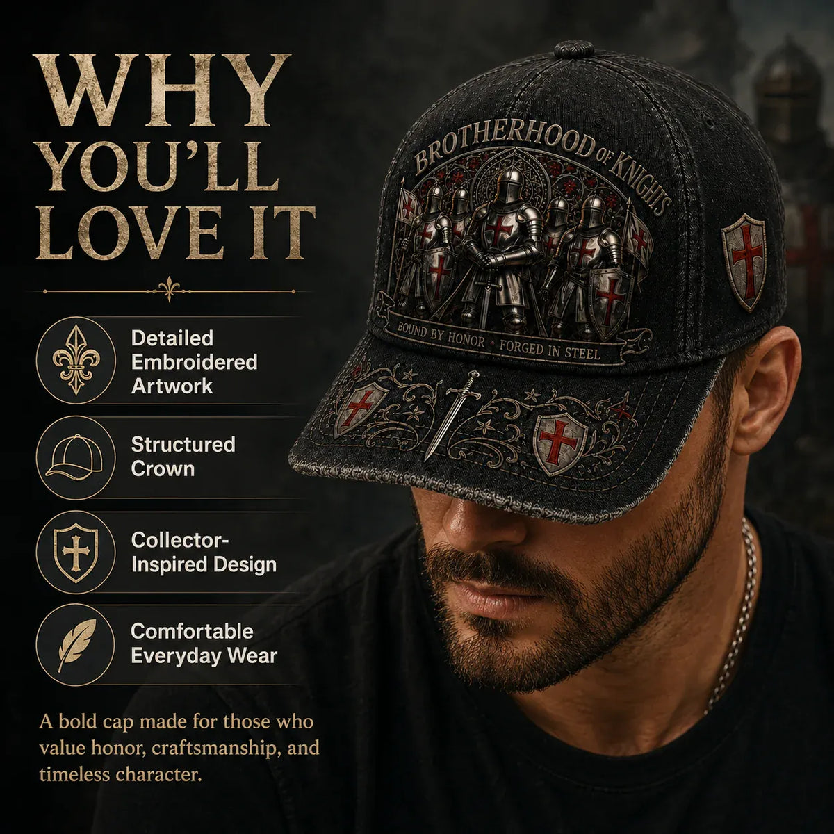 ⚔️ 2026 Architecturm®Brotherhood Of Knights Honor Cap 🎁 Free Honor Coin With Every Cap Purchase