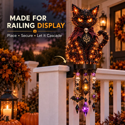 🔥HOT SALE🔥🎃 Halloween Character Glow Cascade Railing Lights – Pumpkin, Witch, Ghost & Black Cat